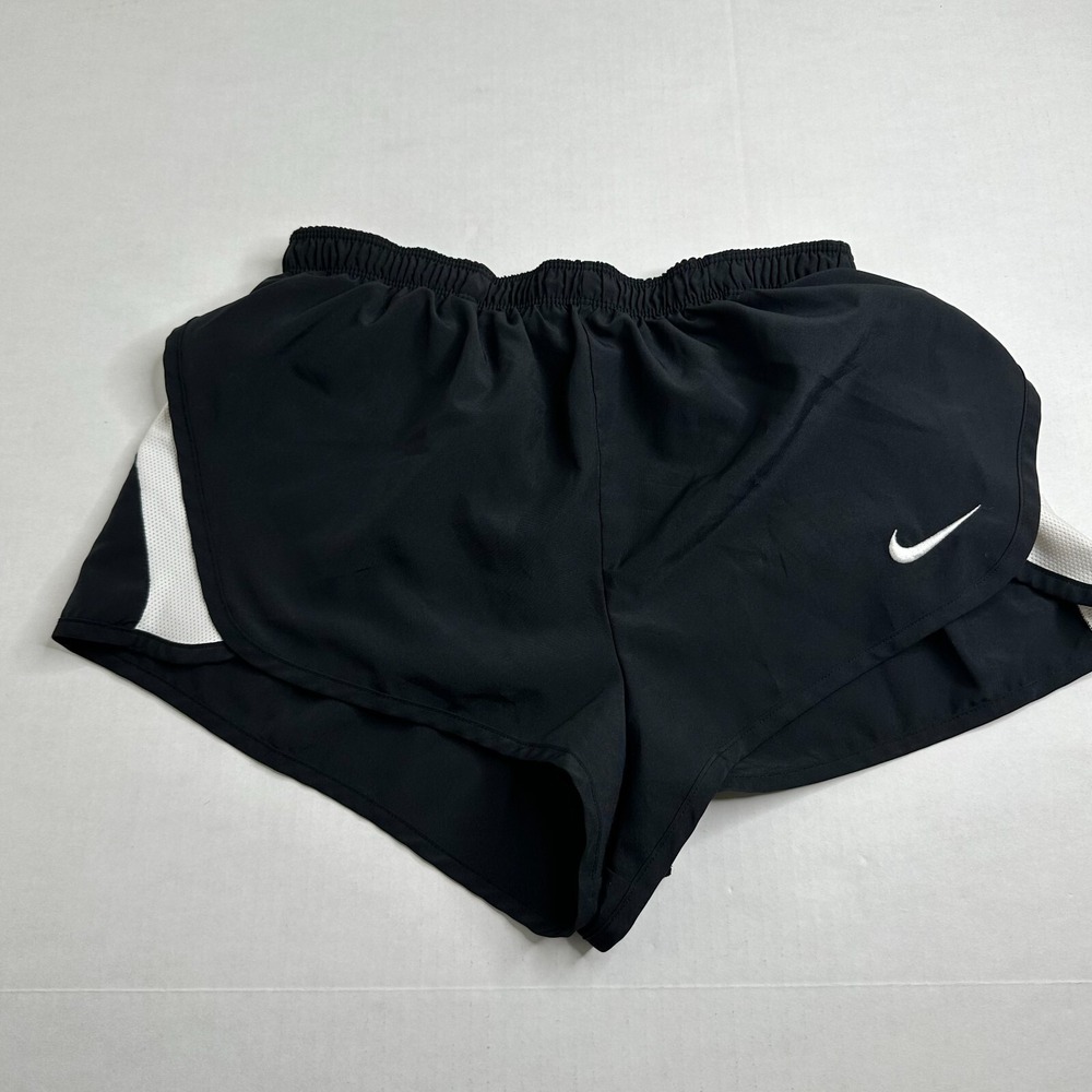 Nike Dri Fit Womens Running Shorts Black White Mesh Active Wear Size Medium